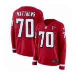 Women's Nike Atlanta Falcons #70 Jake Matthews Limited Red Therma Long Sleeve NFL Jersey