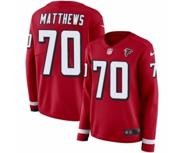 Women's Nike Atlanta Falcons #70 Jake Matthews Limited Red Therma Long Sleeve NFL Jersey