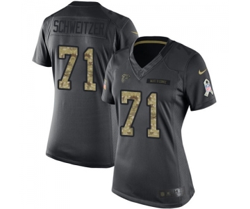 Women's Nike Atlanta Falcons #71 Wes Schweitzer Limited Black 2016 Salute to Service NFL Jersey