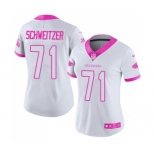 Women's Nike Atlanta Falcons #71 Wes Schweitzer Limited White-Pink Rush Fashion NFL Jersey