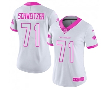 Women's Nike Atlanta Falcons #71 Wes Schweitzer Limited White-Pink Rush Fashion NFL Jersey