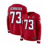 Women's Nike Atlanta Falcons #73 Ryan Schraeder Limited Red Therma Long Sleeve NFL Jersey