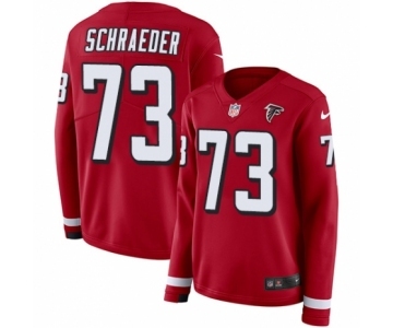 Women's Nike Atlanta Falcons #73 Ryan Schraeder Limited Red Therma Long Sleeve NFL Jersey