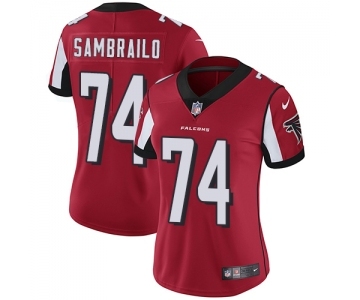 Women's Nike Atlanta Falcons #74 Ty Sambrailo Red Team Color Vapor Untouchable Limited Player NFL Jersey