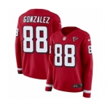 Women's Nike Atlanta Falcons #88 Tony Gonzalez Limited Red Therma Long Sleeve NFL Jersey