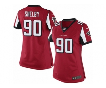 Women's Nike Atlanta Falcons #90 Derrick Shelby Limited Red Team Color NFL Jersey