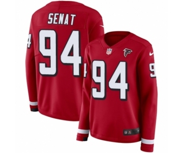 Women's Nike Atlanta Falcons #94 Deadrin Senat Limited Red Therma Long Sleeve NFL Jersey