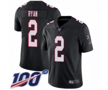 Youth Atlanta Falcons #2 Matt Ryan Black Alternate Vapor Untouchable Limited Player 100th Season Football Jersey