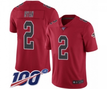 Youth Atlanta Falcons #2 Matt Ryan Limited Red Rush Vapor Untouchable 100th Season Football Jersey