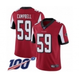 Youth Atlanta Falcons #59 De'Vondre Campbell Red Team Color Vapor Untouchable Limited Player 100th Season Football Jersey