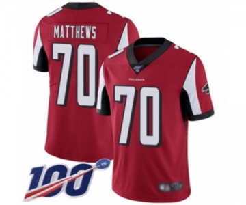 Youth Atlanta Falcons #70 Jake Matthews Red Team Color Vapor Untouchable Limited Player 100th Season Football Jersey