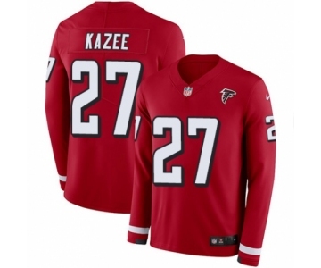 Youth Nike Atlanta Falcons #27 Damontae Kazee Limited Red Therma Long Sleeve NFL Jersey