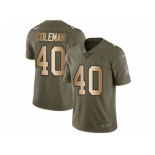 Youth Nike Atlanta Falcons #40 Derrick Coleman Limited Olive Gold 2017 Salute to Service NFL Jersey