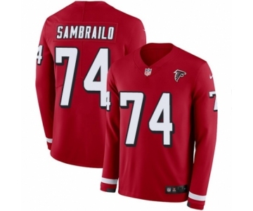 Youth Nike Atlanta Falcons #74 Ty Sambrailo Limited Red Therma Long Sleeve NFL Jersey