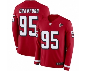 Youth Nike Atlanta Falcons #95 Jack Crawford Limited Red Therma Long Sleeve NFL Jersey