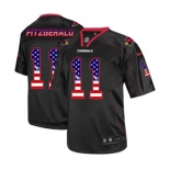 Men's Arizona Cardinals #11 Larry Fitzgerald Elite Black USA Flag Fashion Football Jersey