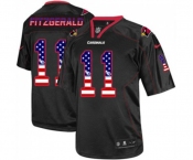 Men's Arizona Cardinals #11 Larry Fitzgerald Elite Black USA Flag Fashion Football Jersey