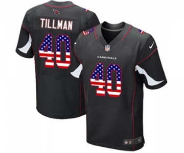 Men's Arizona Cardinals #40 Pat Tillman Elite Black Alternate USA Flag Fashion Football Jersey