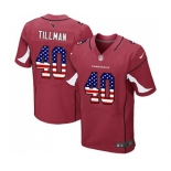 Men's Arizona Cardinals #40 Pat Tillman Elite Red Home USA Flag Fashion Football Jersey