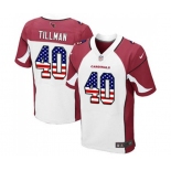 Men's Arizona Cardinals #40 Pat Tillman Elite White Road USA Flag Fashion Football Jersey