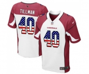 Men's Arizona Cardinals #40 Pat Tillman Elite White Road USA Flag Fashion Football Jersey