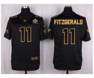 Nike Arizona Cardinals #11 Larry Fitzgerald Black Pro Line Gold Collection Jersey(Elite)