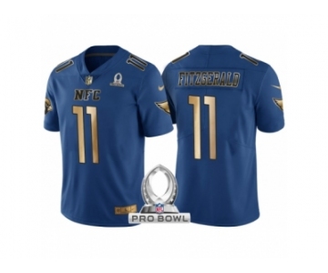 Men Arizona Cardinals #11 Larry Fitzgerald NFC 2017 Pro Bowl Blue Gold Limited Jersey