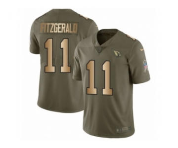 Men Nike Arizona Cardinals #11 Larry Fitzgerald Limited Olive Gold 2017 Salute to Service NFL Jersey