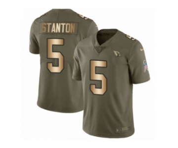 Men Nike Arizona Cardinals #5 Drew Stanton Limited Olive Gold 2017 Salute to Service NFL Jersey