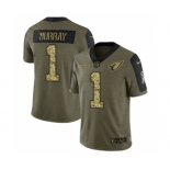 Men's Arizona Cardinals #1 Kyler Murray 2021 Olive Camo Salute To Service Limited Stitched Football Jersey