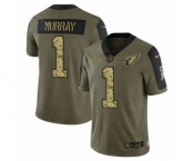 Men's Arizona Cardinals #1 Kyler Murray 2021 Olive Camo Salute To Service Limited Stitched Football Jersey