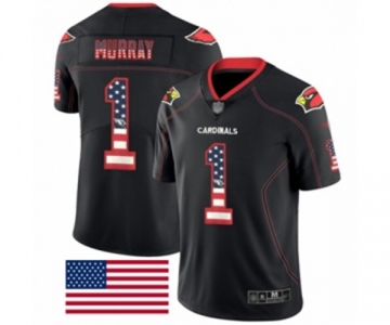 Men's Arizona Cardinals #1 Kyler Murray Limited Black Rush USA Flag Football Jersey