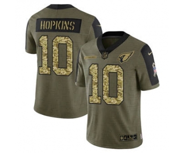 Men's Arizona Cardinals #10 DeAndre Hopkins 2021 Olive Camo Salute To Service Limited Stitched Football Jersey