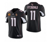 Men's Arizona Cardinals #11 Larry Fitzgerald Black With C Patch & Walter Payton Patch Limited Stitched Jersey