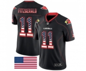 Men's Arizona Cardinals #11 Larry Fitzgerald Limited Black Rush USA Flag Football Jersey