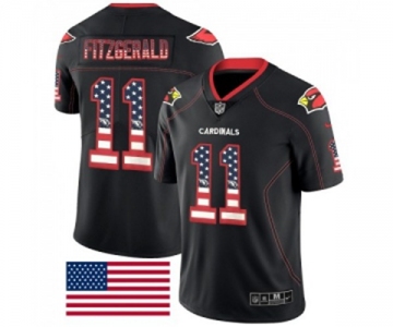 Men's Arizona Cardinals #11 Larry Fitzgerald Limited Black Rush USA Flag Football Jersey