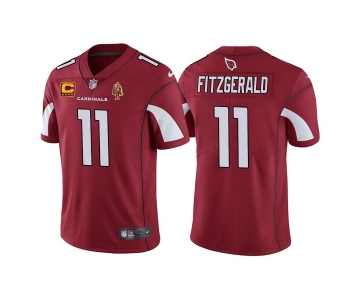 Men's Arizona Cardinals #11 Larry Fitzgerald Red With C Patch & Walter Payton Patch Limited Stitched Jersey