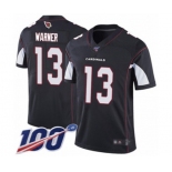 Men's Arizona Cardinals #13 Kurt Warner Black Alternate Vapor Untouchable Limited Player 100th Season Football Jersey