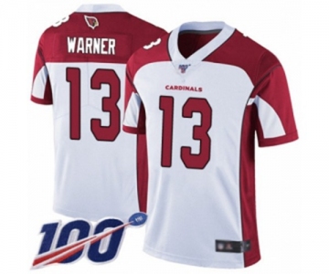 Men's Arizona Cardinals #13 Kurt Warner White Vapor Untouchable Limited Player 100th Season Football Jersey