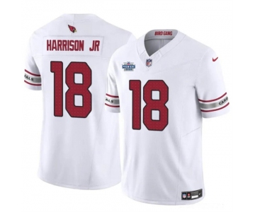 Men's Arizona Cardinals #18 Marvin Harrison Jr White 2024 With Draft Patch F.U.S.E. Vapor Untouchable Limited Stitched Football Jersey