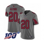 Men's Arizona Cardinals #20 Robert Alford Limited Silver Inverted Legend 100th Season Football Jersey