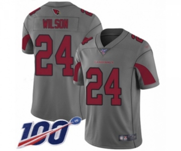 Men's Arizona Cardinals #24 Adrian Wilson Limited Silver Inverted Legend 100th Season Football Jersey