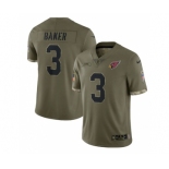 Men's Arizona Cardinals #3 Budda Baker 2022 Olive Salute To Service Limited Stitched Jersey