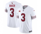 Men's Arizona Cardinals #3 Budda Baker White 2023 F.U.S.E. With 4-Star C Patch Vapor Untouchable F.U.S.E. Limited Football Stitched Jersey