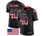 Men's Arizona Cardinals #40 Pat Tillman Limited Black Rush USA Flag Football Jersey