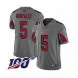 Men's Arizona Cardinals #5 Zane Gonzalez Limited Silver Inverted Legend 100th Season Football Jersey