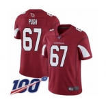 Men's Arizona Cardinals #67 Justin Pugh Red Team Color Vapor Untouchable Limited Player 100th Season Football Jersey