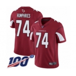 Men's Arizona Cardinals #74 D.J. Humphries Red Team Color Vapor Untouchable Limited Player 100th Season Football Jersey