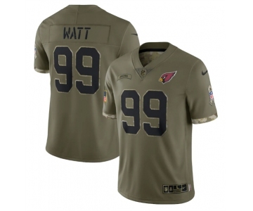 Men's Arizona Cardinals #99 J.J. Watt 2022 Olive Salute To Service Limited Stitched Jersey