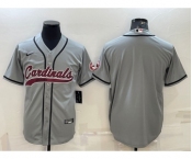 Men's Arizona Cardinals Blank Grey With Patch Cool Base Stitched Baseball Jersey